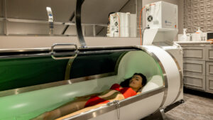 Woman In Hyperbaric Oxygen Chamber