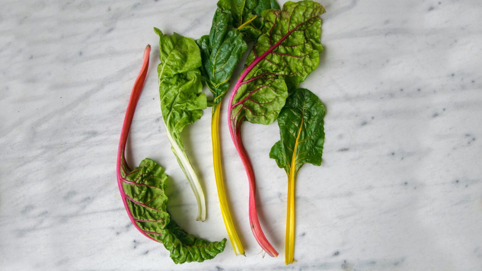 Rainbow Chard On Marble Countertop