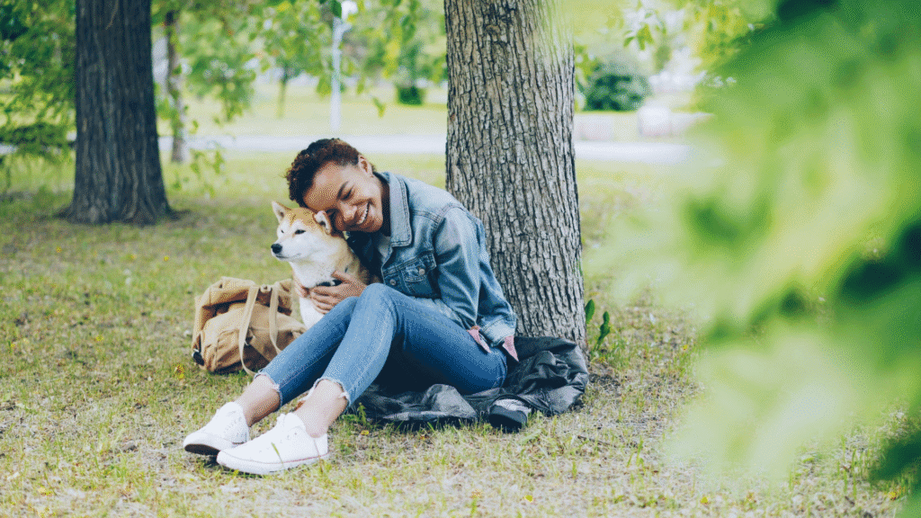 Woman At Park With Dog
