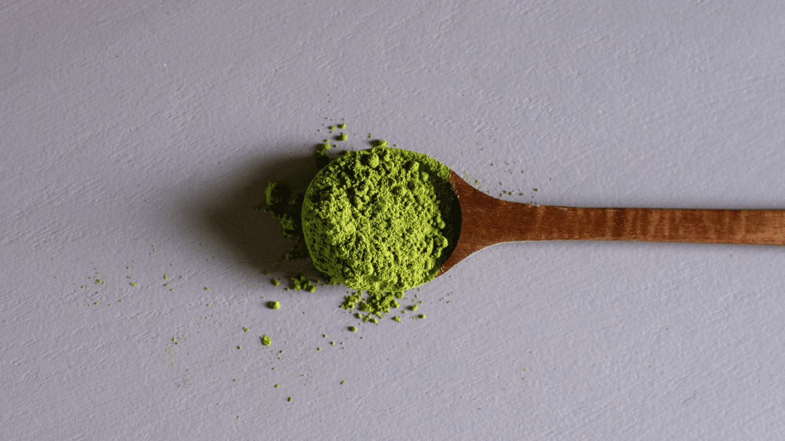 Wooden Spoon Of Matcha Powder