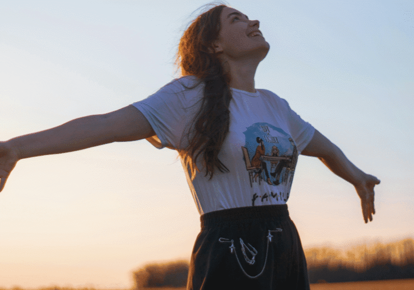 Woman With Arms Open Outside