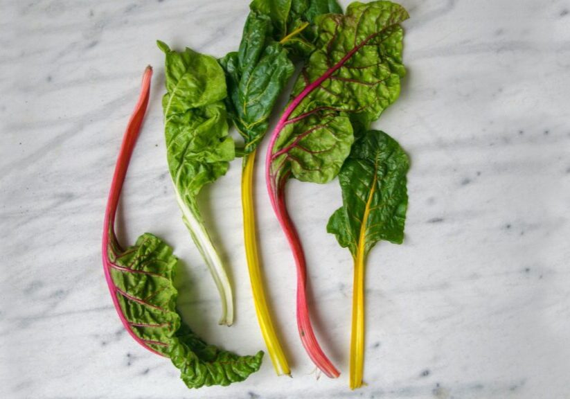 Rainbow Chard On Marble Countertop