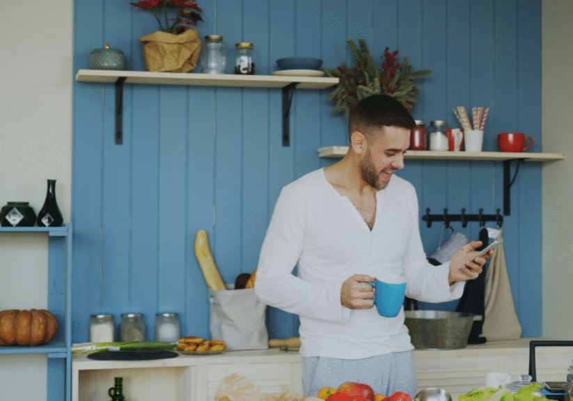 Man In Kitchen Smiling